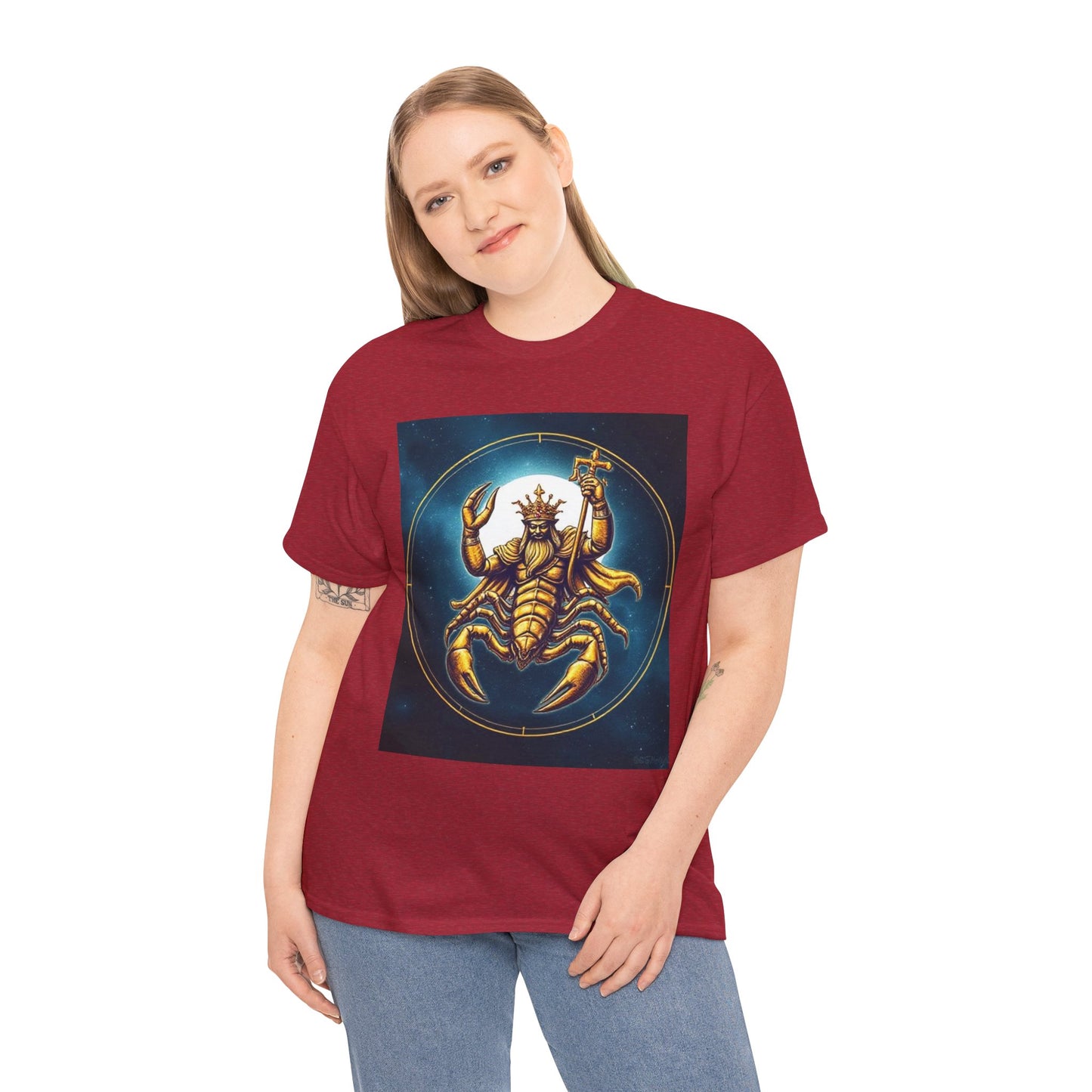 Unisex Heavy Cotton T-Shirt, Moon, Scorpio Zodiac Design