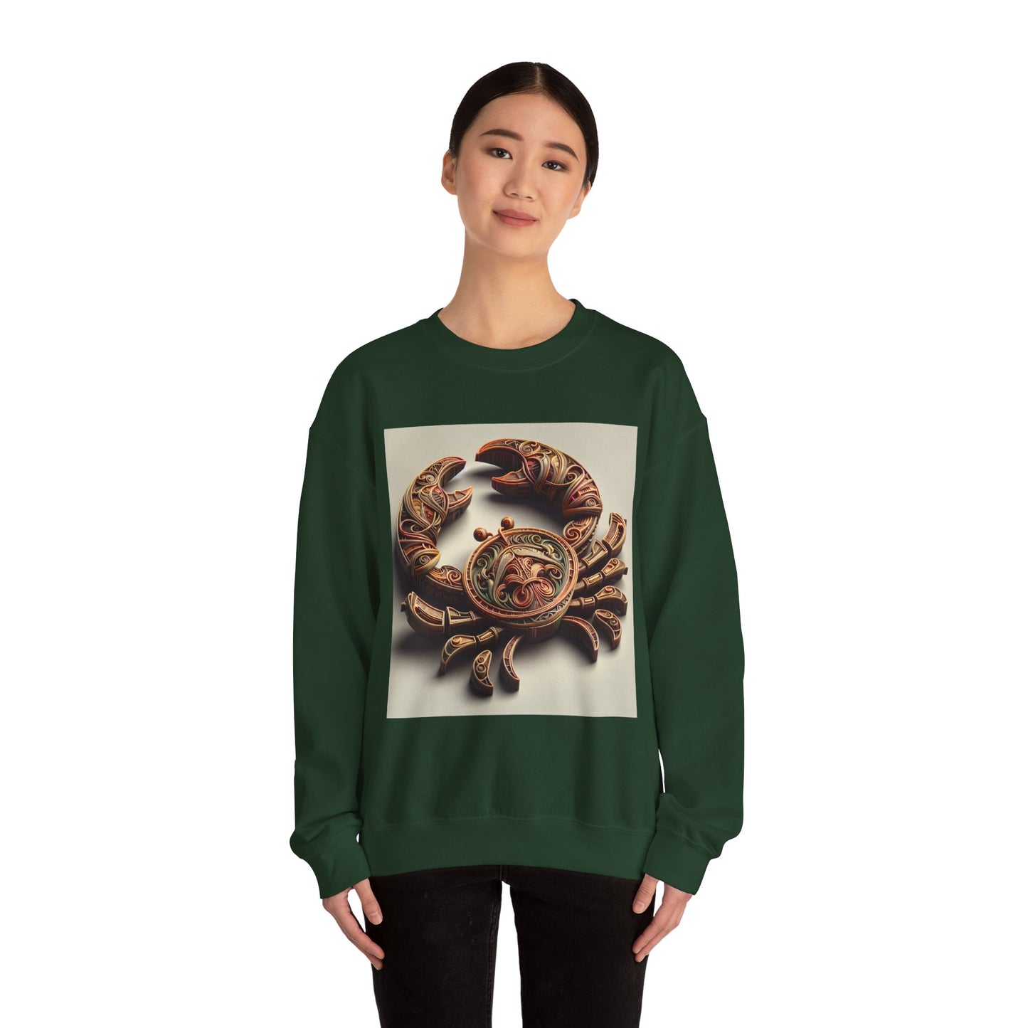 Unisex Heavy Blend™ Crewneck Sweatshirt, Crab Artifact, Cancer Zodiac Design