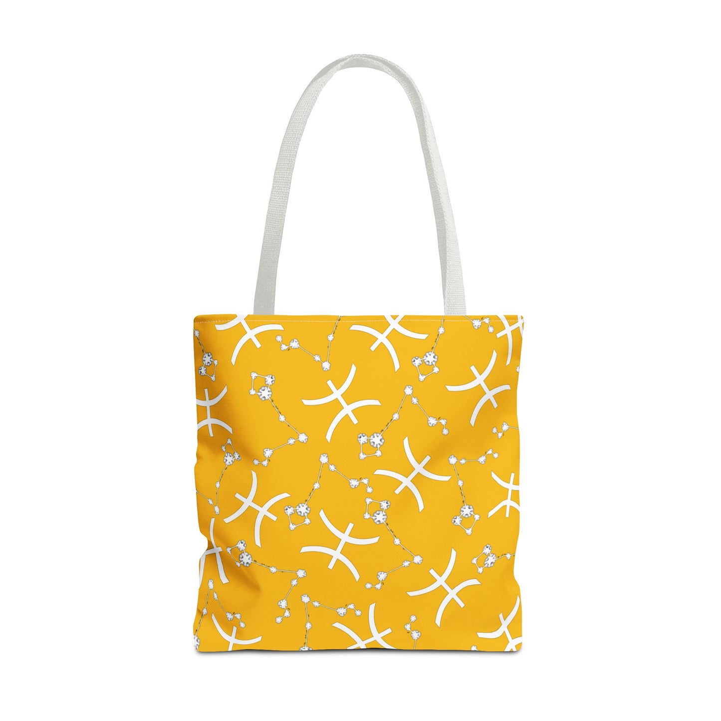 Tote Bag, Pisces Zodiac Sign, AOP, (Yellow, White)