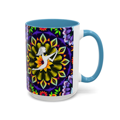 Accent Coffee Mug, Sagittarius, Zodiac v1. Flower Pattern, (11, 15oz)