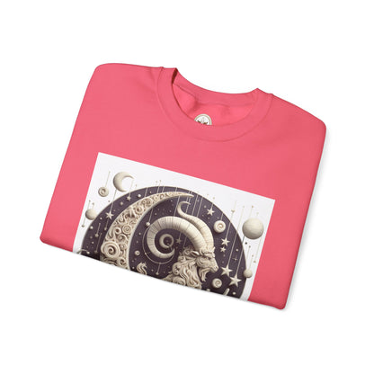Unisex Heavy Blend™ Crewneck Sweatshirt, Stone Moon, Capricorn Zodiac Design
