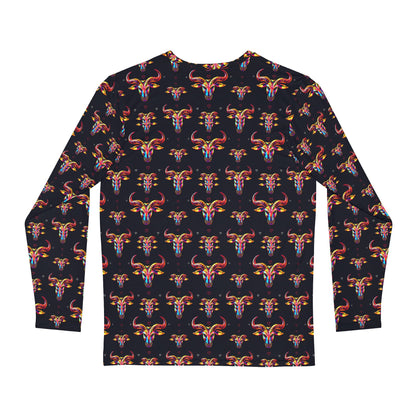 Men's Long Sleeve Shirt, (AOP), Taurus, Zodiac v3, Pattern