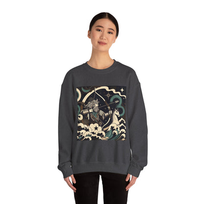Unisex Heavy Blend™ Crewneck Sweatshirt, Man With Arrow Sagittarius Zodiac Design