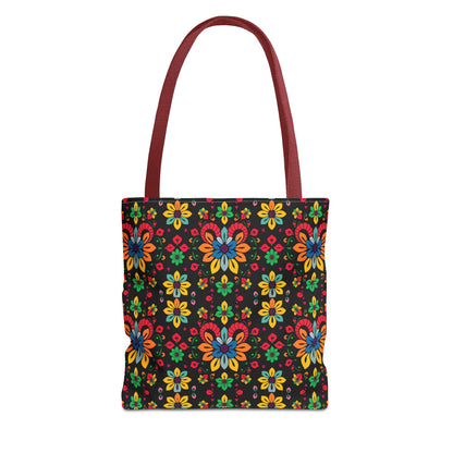 Tote Bag, (AOP), Aries, Zodiac v3, Flower Pattern