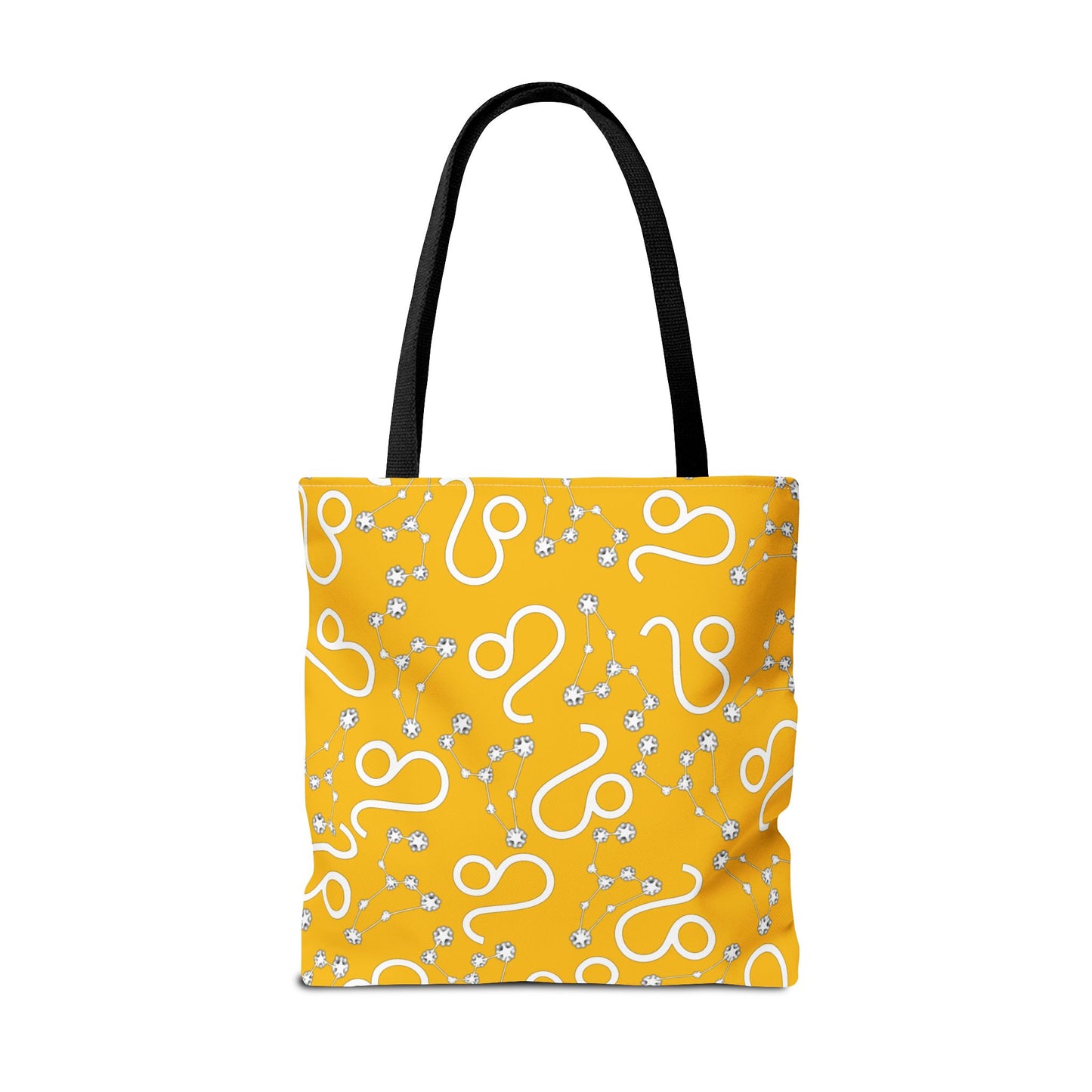 Tote Bag, Leo Zodiac Sign, AOP, (Yellow, White)