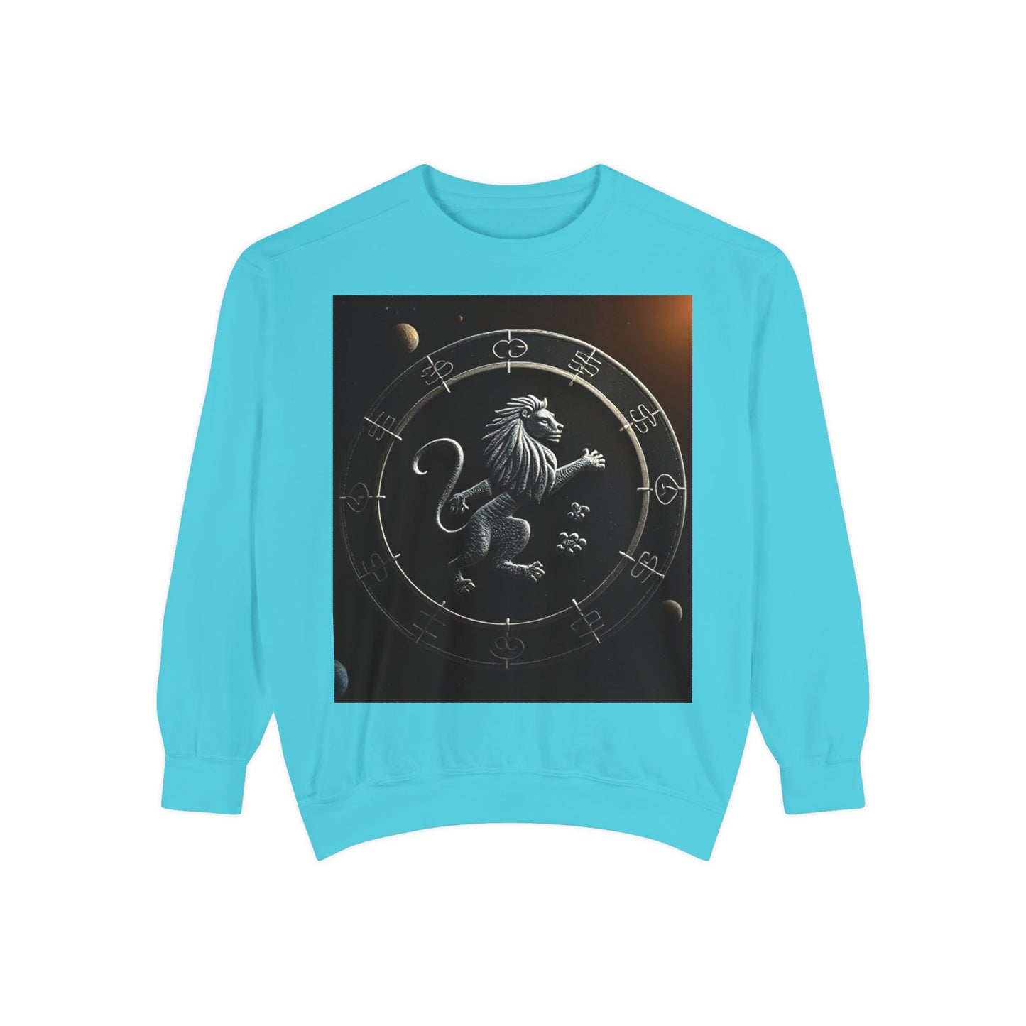 Garment-Dyed Sweatshirt, Unisex, Space Animal Design, Leo