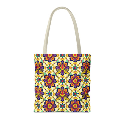 Tote Bag, (AOP), Taurus, Zodiac v5, Flower Pattern