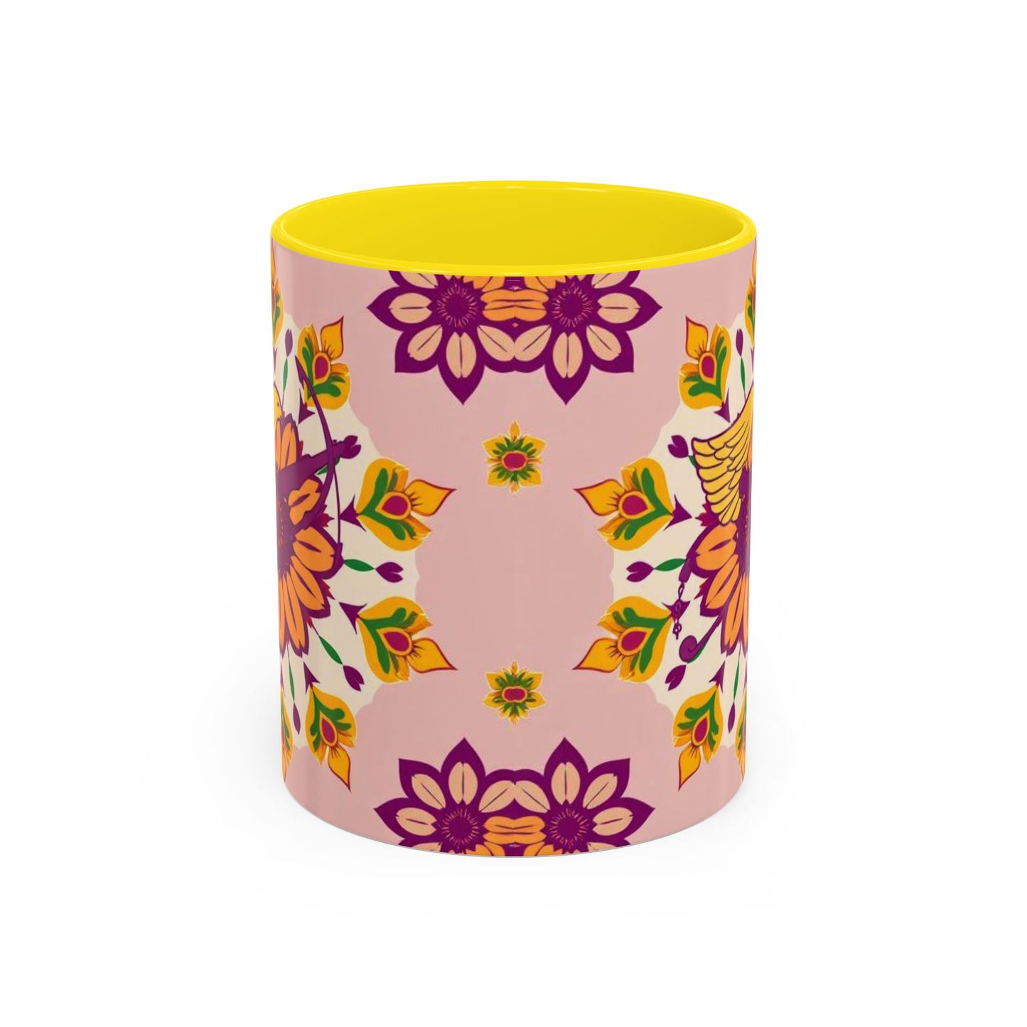 Accent Coffee Mug, Sagittarius, Zodiac v4. Flower Pattern, (11, 15oz)