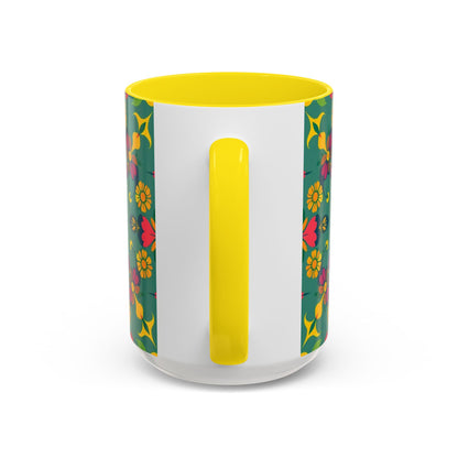 Accent Coffee Mug, Sagittarius, Zodiac. Flower Pattern, (11, 15oz)