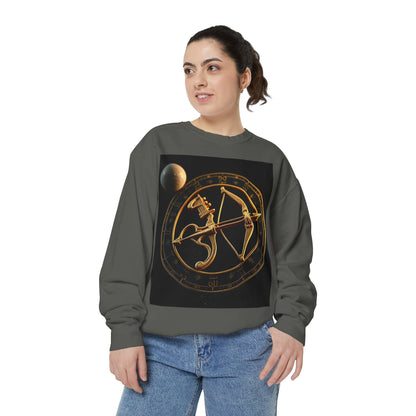 Garment-Dyed Sweatshirt, Unisex, Space Symbol Design, Sagittarius