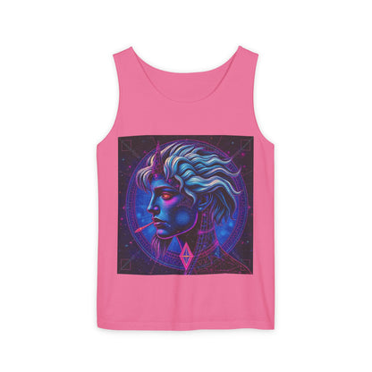 Unisex Garment-Dyed, Tank Top, Gemini, Pop Art v1, 100% US cotton