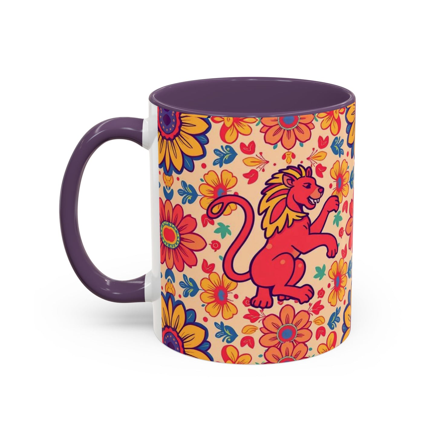 Accent Coffee Mug, Leo, Zodiac, Flower Pattern, (11, 15oz)