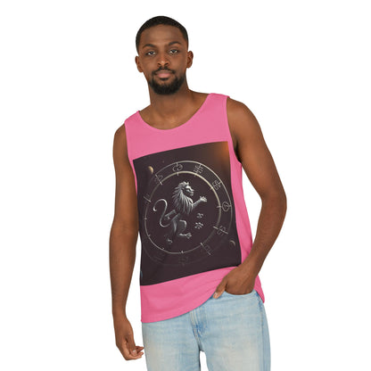 Unisex Garment-Dyed, Tank Top, Leo Design, Space Animal, 100% US cotton