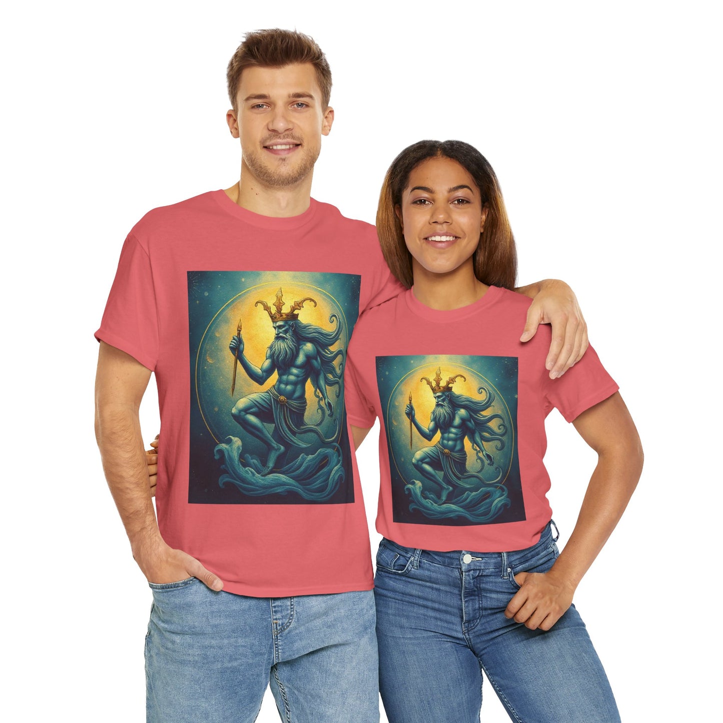 Unisex Heavy Cotton T-Shirt, Aquarius God 1, Zodiac Design