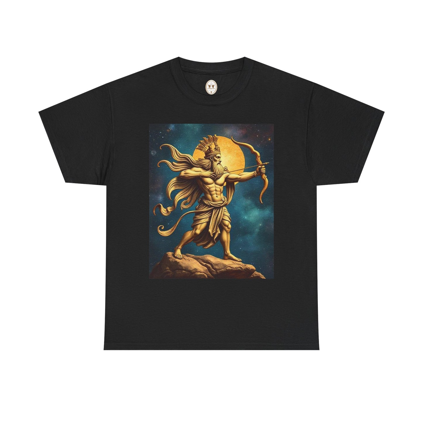 Unisex Heavy Cotton T-Shirt, Midnight Arrow, Sagittarius Zodiac Design