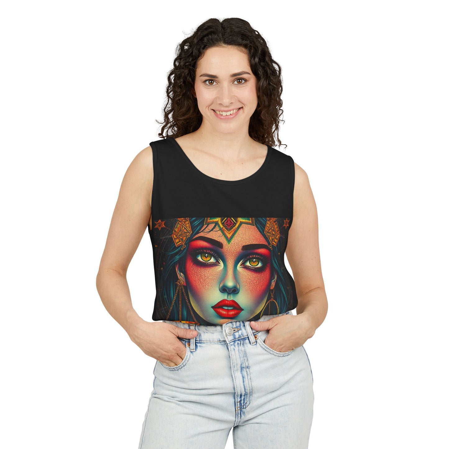 Unisex Garment-Dyed, Tank Top, Libra Design, Pop Art, 100% US cotton