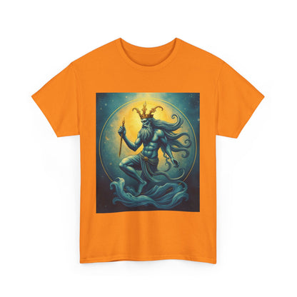 Unisex Heavy Cotton T-Shirt, Aquarius God 1, Zodiac Design