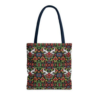Tote Bag (AOP), Taurus, Zodiac v1, Flower Pattern