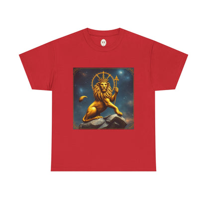 Unisex Heavy Cotton T-Shirt, King of Lions, Leo Zodiac Design
