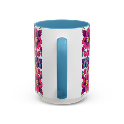 Accent Coffee Mug, Scorpio, Zodiac v2. Flower Pattern, (11, 15oz)