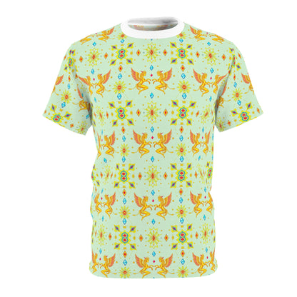 Unisex Cut & Sew T-Shirt, (AOP), Gemini, Zodiac v1, Jewels Pattern