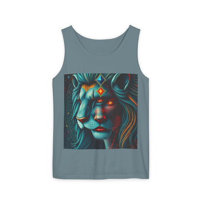 Unisex Garment-Dyed, Tank Top, Leo, Pop Art, 100% US cotton