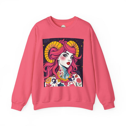 Unisex Heavy Blend™ Crewneck Sweatshirt, Aries, Zodiac, Sexy Pattern