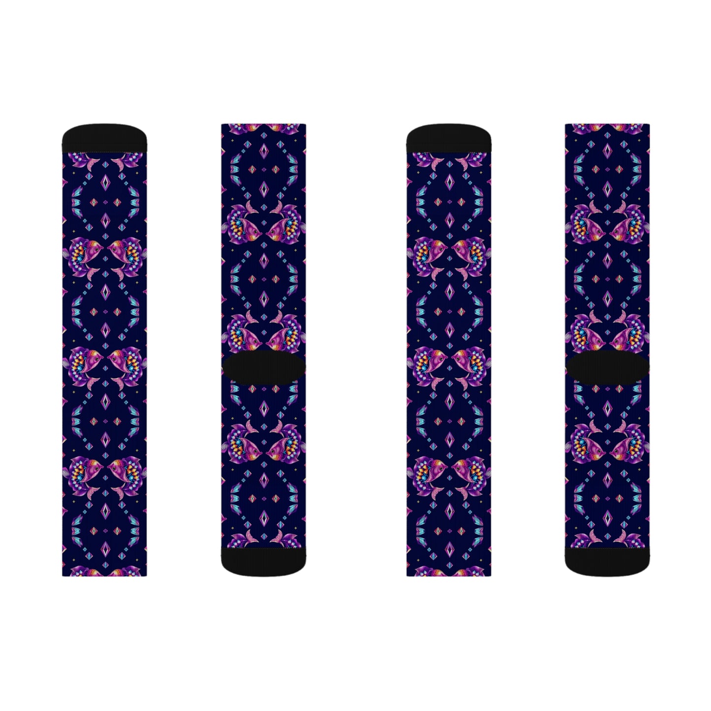 Sublimation Socks, Pisces, Zodiac v2, Jewel Pattern