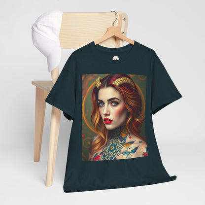 Unisex Heavy Cotton T-Shirt, Capricorn, Zodiac v3, Sexy Art