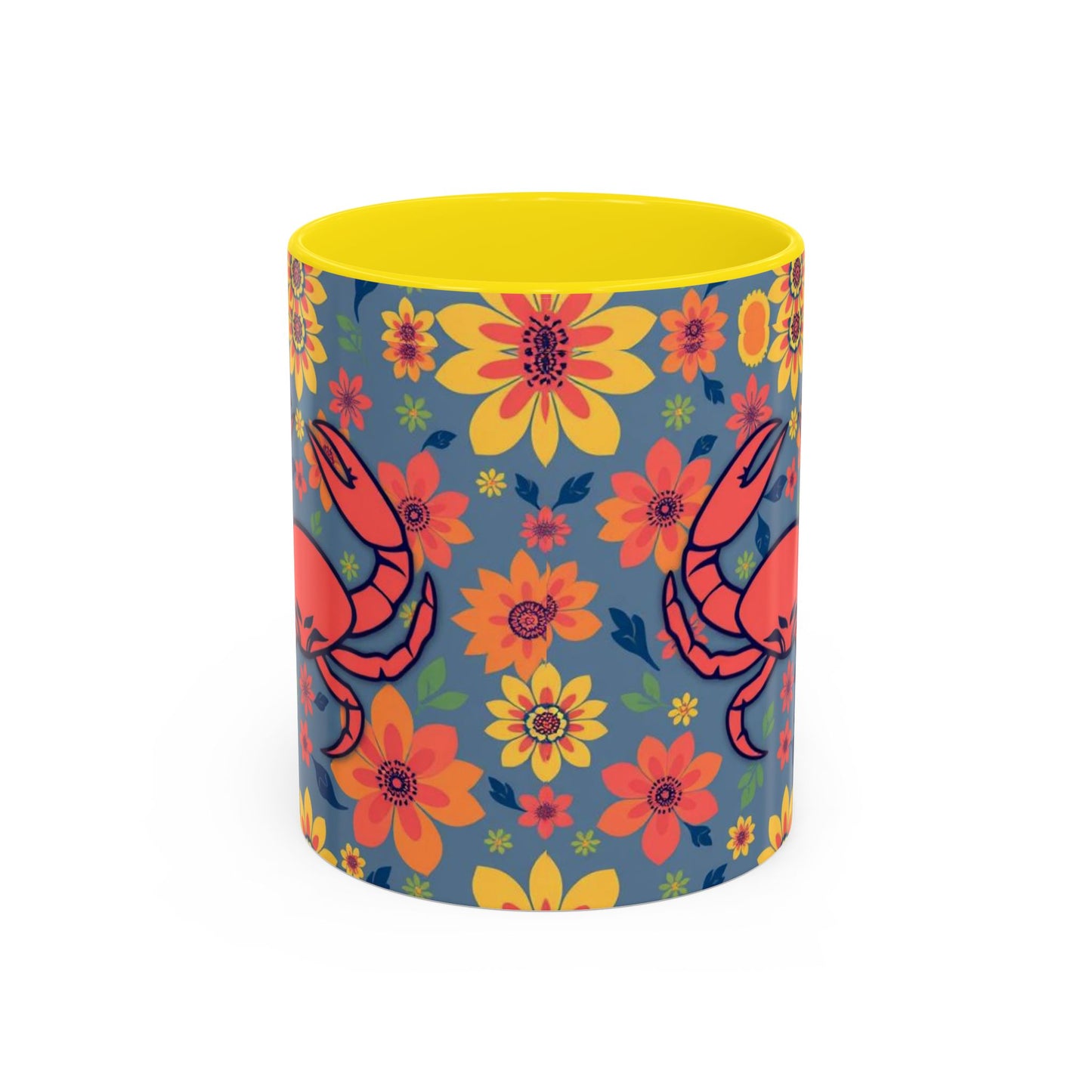 Accent Coffee Mug, Cancer, Zodiac v1, Flower Pattern, (11, 15oz)