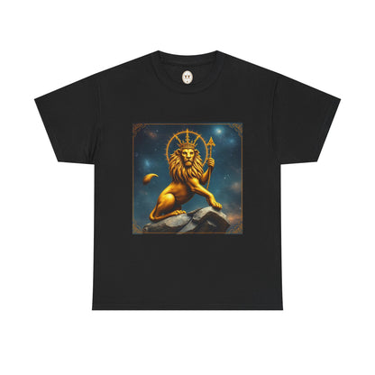 Unisex Heavy Cotton T-Shirt, King of Lions, Leo Zodiac Design
