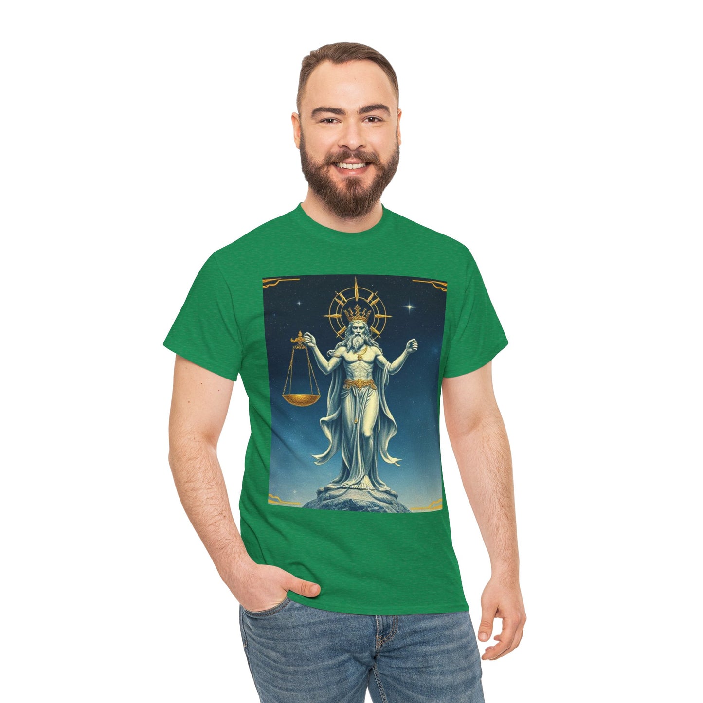 Unisex Heavy Cotton T-Shirt Space v2, Libra God, Zodiac Design