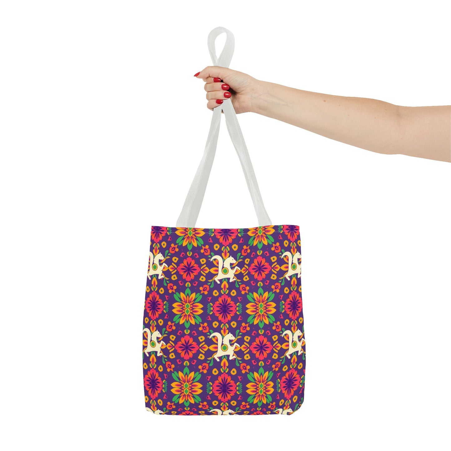 Tote Bag (AOP), Aquarius, Zodiac v2, Flower Pattern
