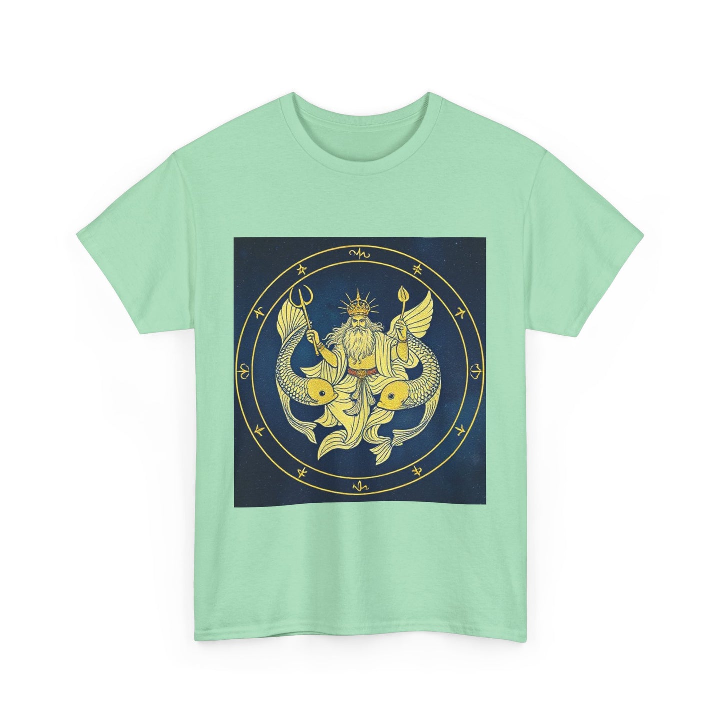 Unisex Heavy Cotton T-Shirt, King of Pisces, Zodiac Design