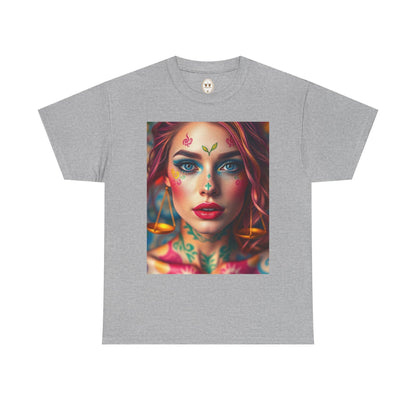 Unisex Heavy Cotton T-Shirt, Libra, Zodiac v1, Sexy Art