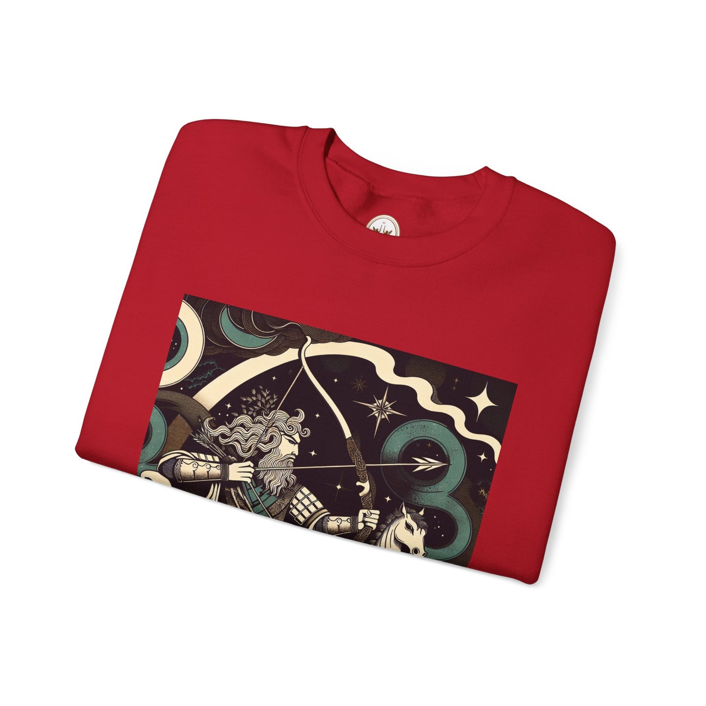 Unisex Heavy Blend™ Crewneck Sweatshirt, Man With Arrow Sagittarius Zodiac Design