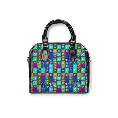 Shoulder Handbag, Aquarius, Zodiac v2, Shapes Pattern