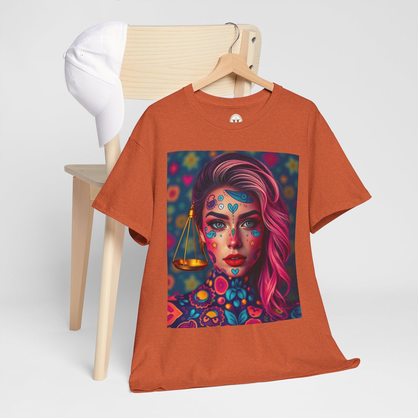 Unisex Heavy Cotton T-Shirt, Libra, Zodiac v2, Sexy Art