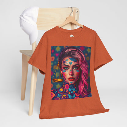 Unisex Heavy Cotton T-Shirt, Libra, Zodiac v2, Sexy Art