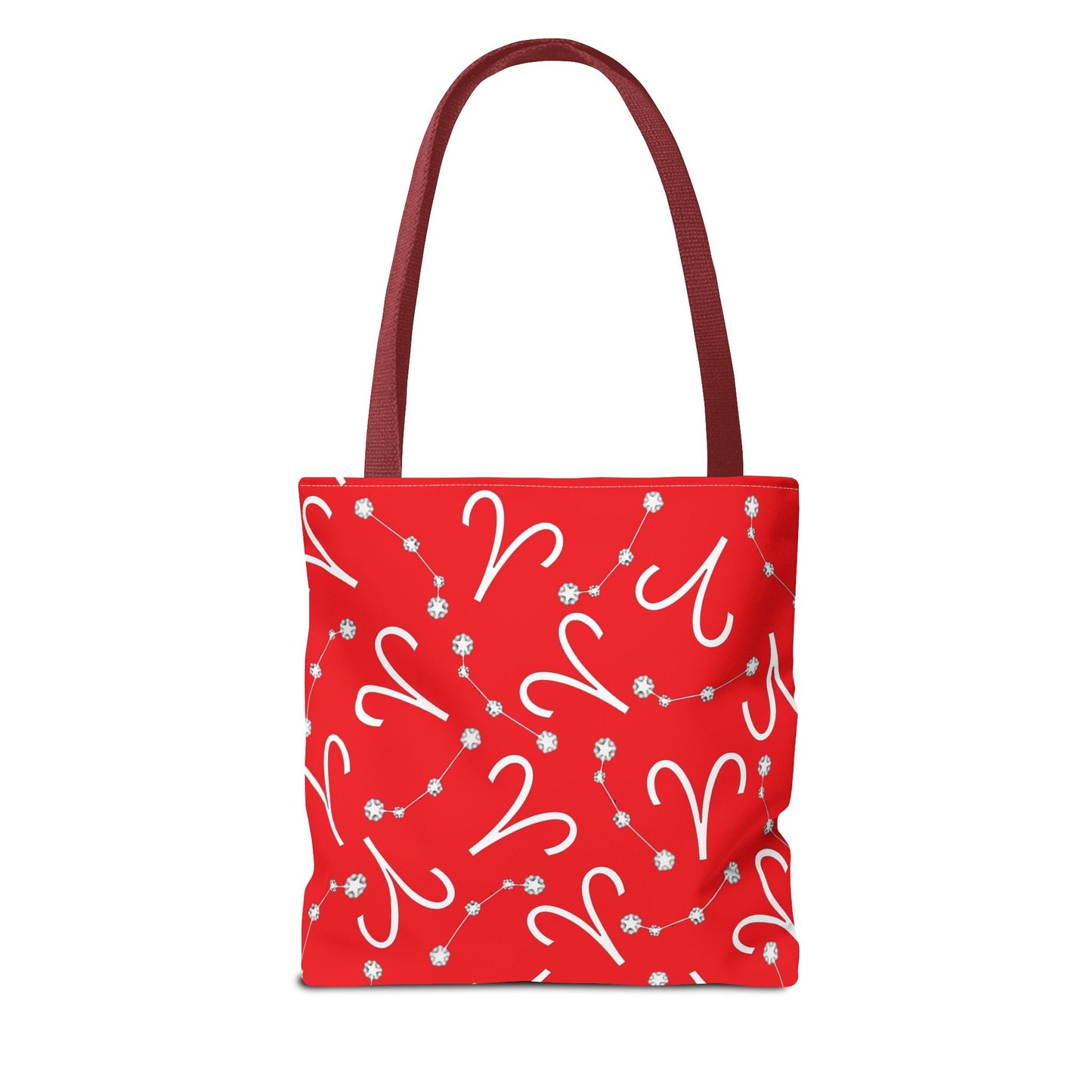 Tote Bag, Aries Zodiac Sign, AOP, (Red, White)