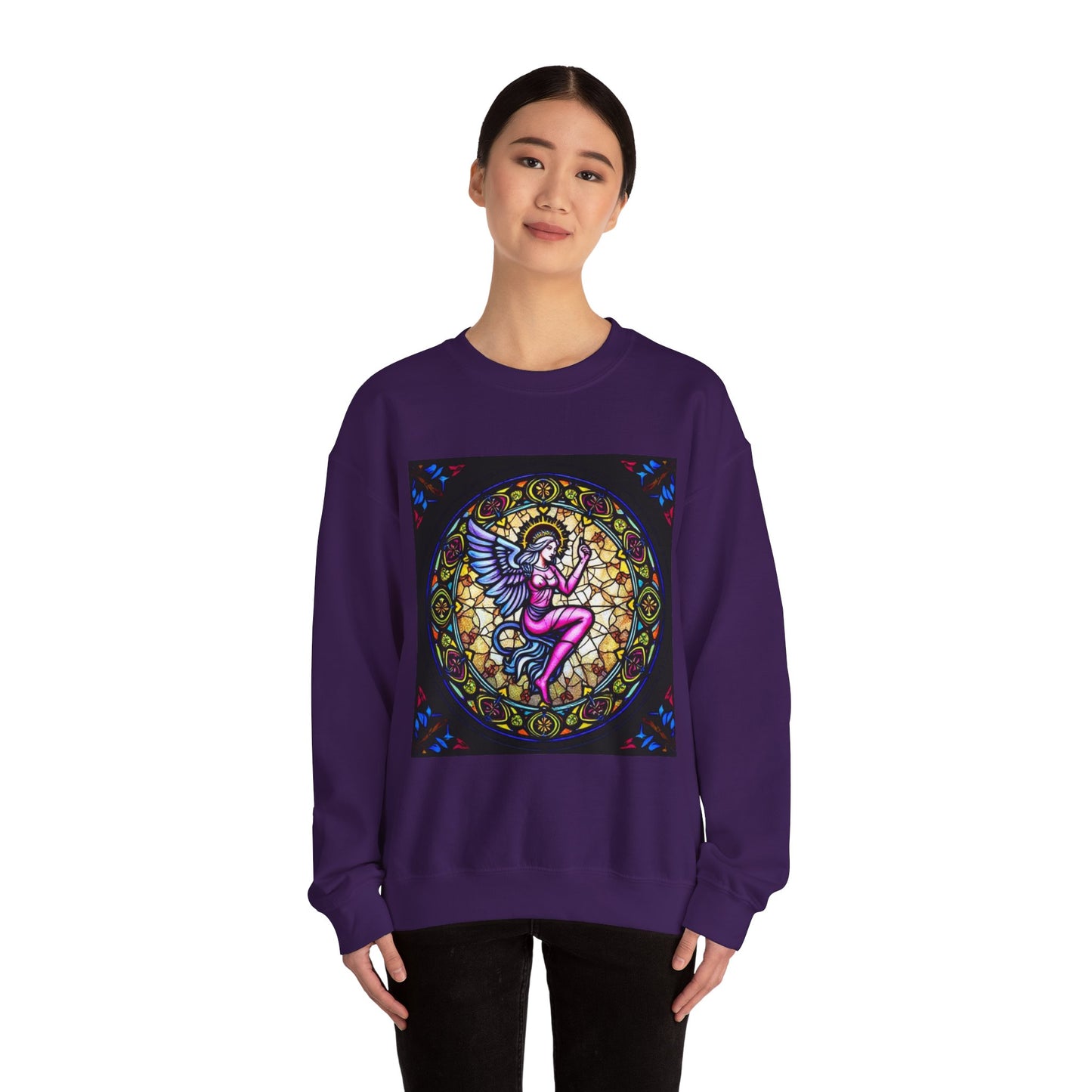 Unisex Heavy Blend™ Crewneck Sweatshirt, Glass 1, Virgo Zodiac Design