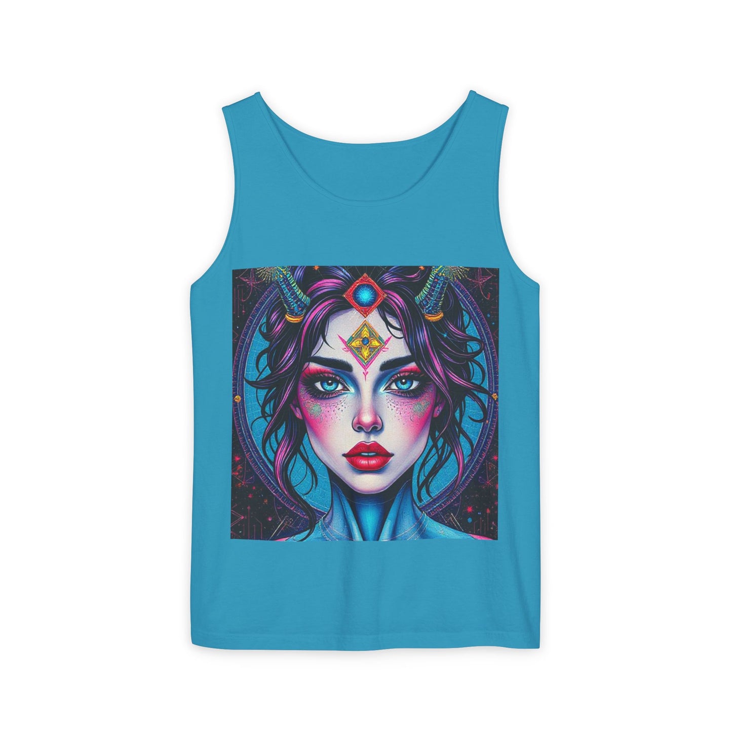 Unisex Garment-Dyed, Tank Top, Aquarius Design, Pop Art, 100% Ringspun US cotton