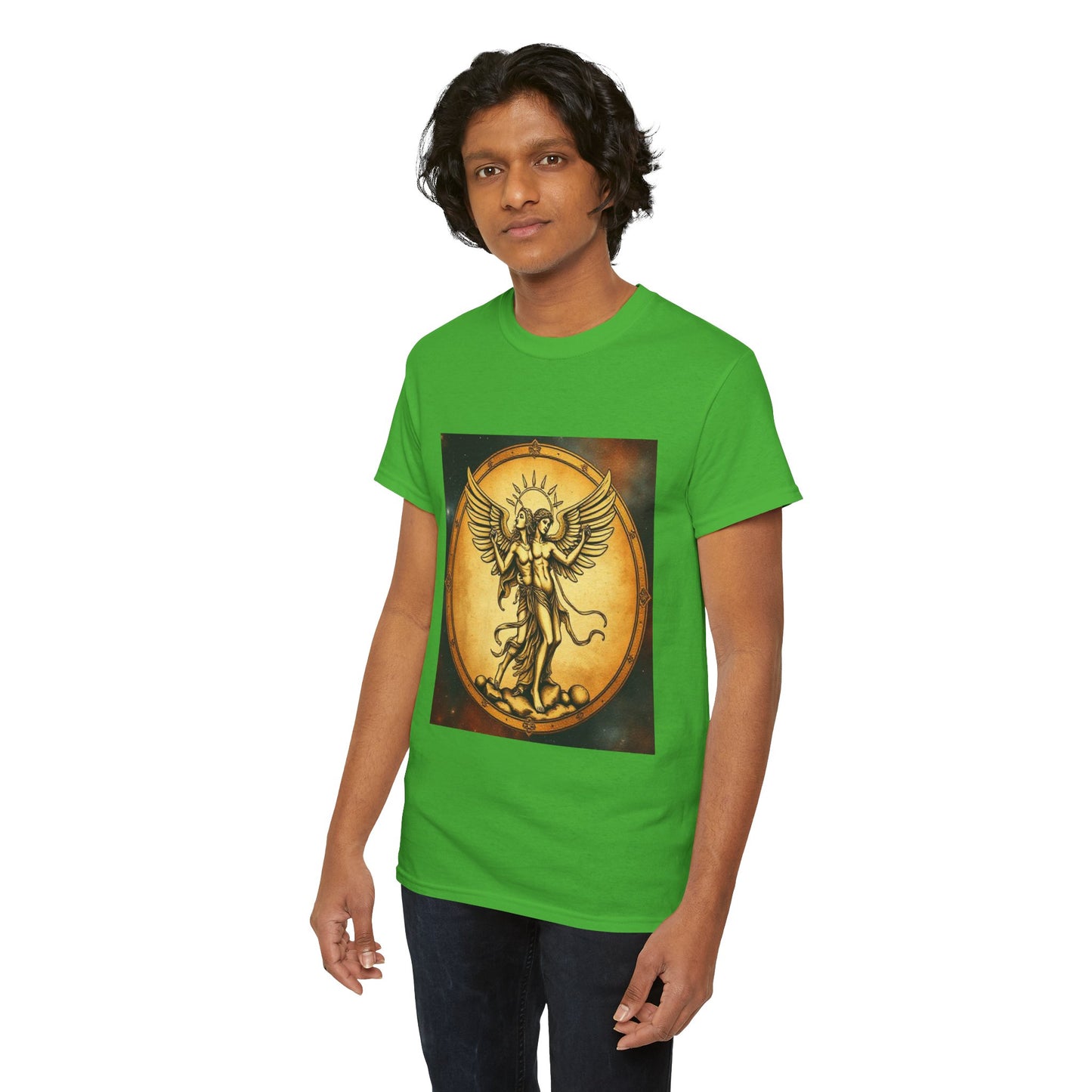Unisex Heavy Cotton T-Shirt, Angel Twin, Gemini Zodiac Design