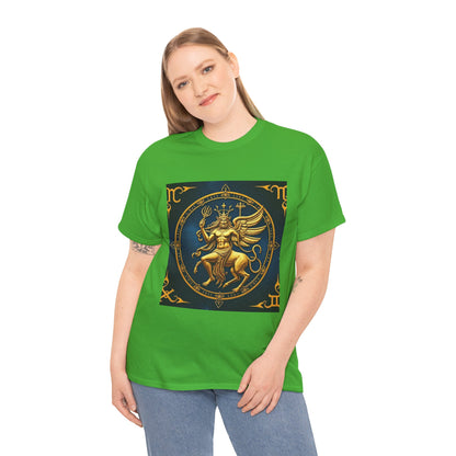 Unisex Heavy Cotton T-Shirt, Gold Angel, Symbol, Virgo Zodiac Design