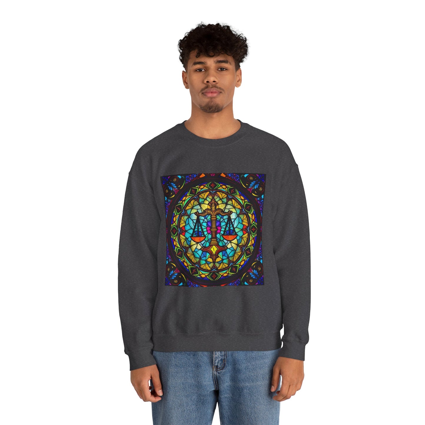 Unisex Heavy Blend™ Crewneck Sweatshirt, Glass, Libra Zodiac Design