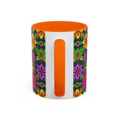 Accent Coffee Mug, Gemini, Zodiac v3, Flower Pattern, (11, 15oz)