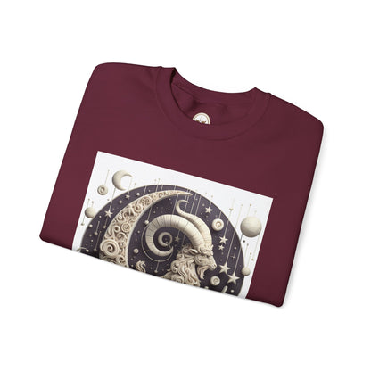 Unisex Heavy Blend™ Crewneck Sweatshirt, Stone Moon, Capricorn Zodiac Design