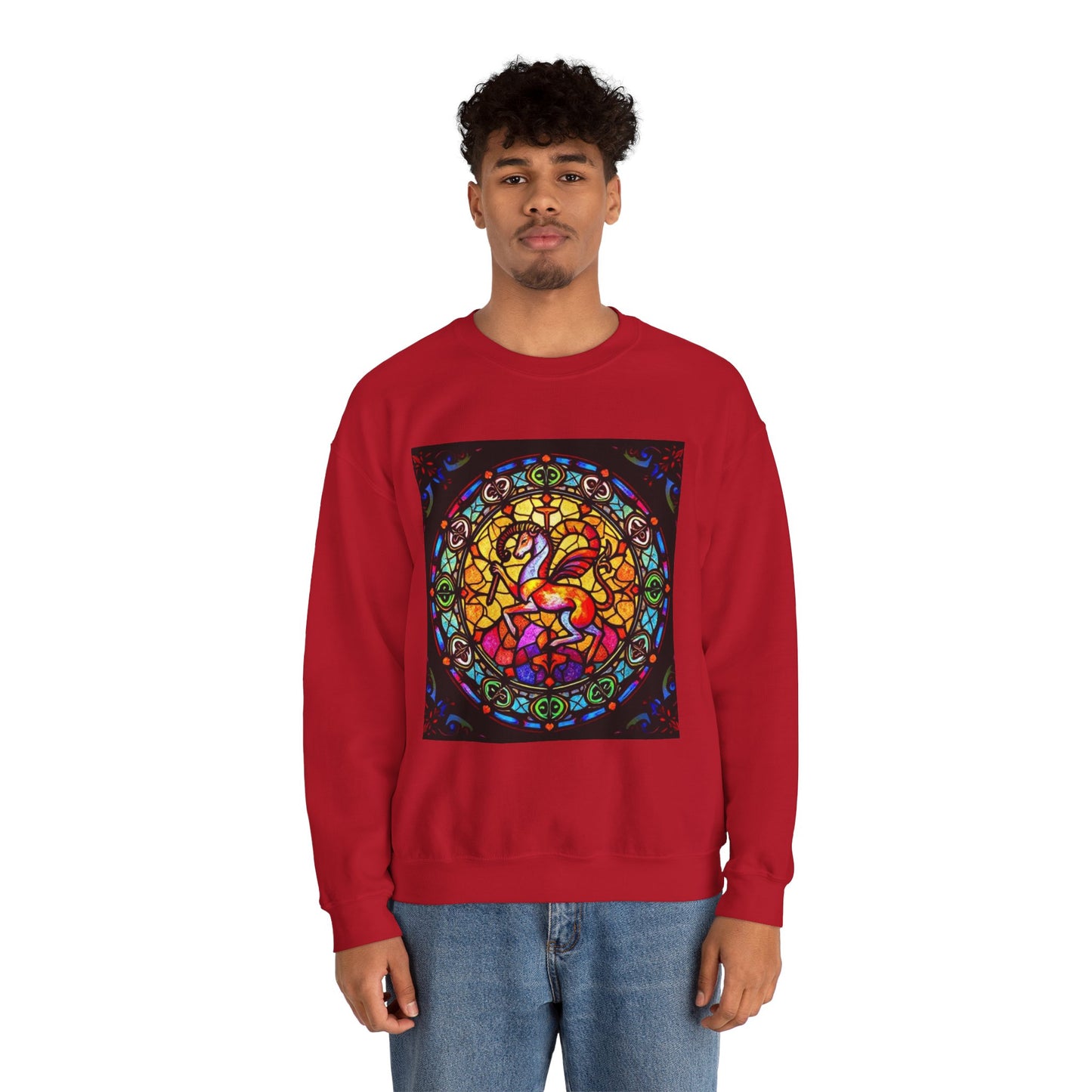 Unisex Heavy Blend™ Crewneck Sweatshirt, Glass 1, Aries Zodiac Design