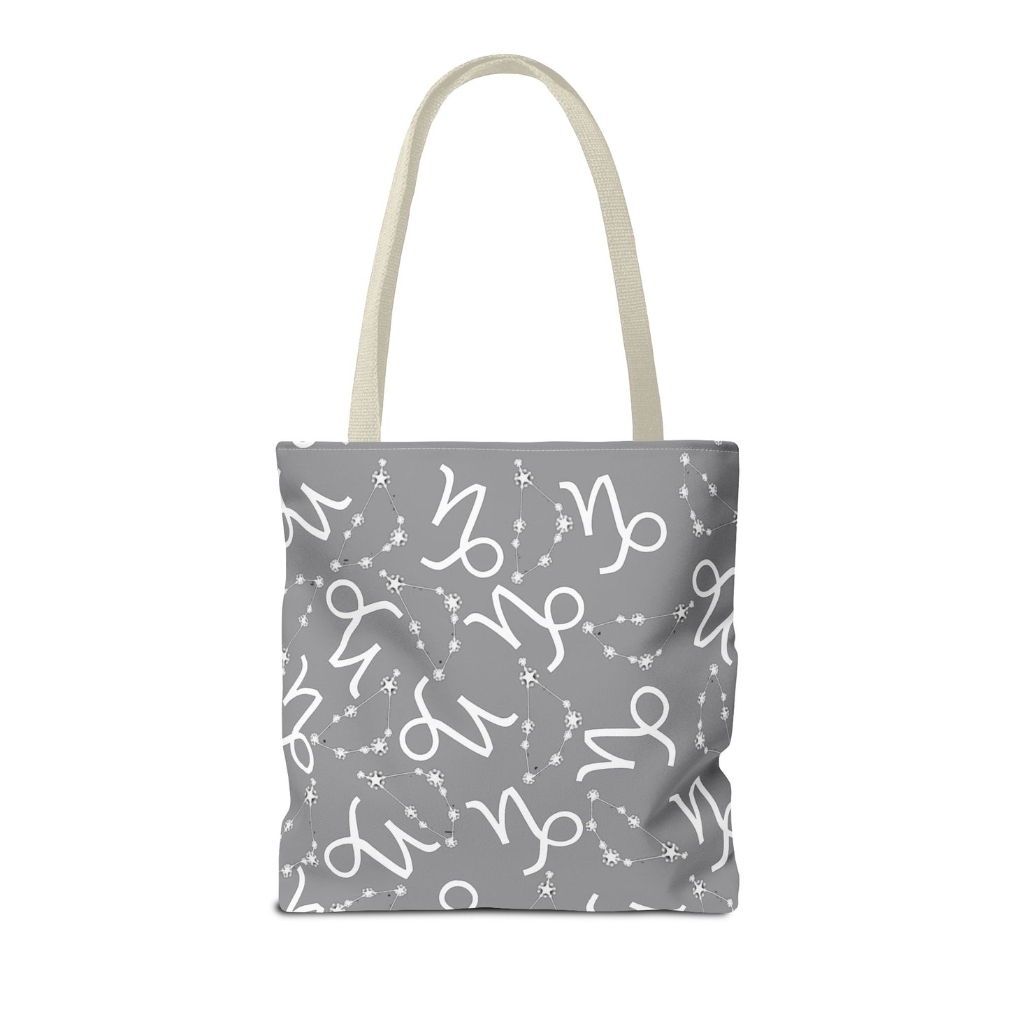 Tote Bag, Capricorn Zodiac Sign, AOP, (Grey, White)