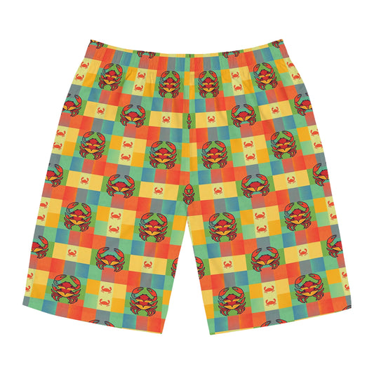 Men's Board Shorts, (AOP), Cancer, Zodiac v1, Shape Pattern